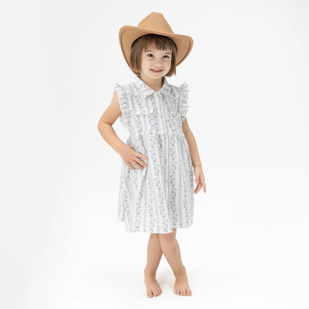 Angel Dear Kimberly Floral Stripe - Western Pearl Snap Dress & Bloomer - 
