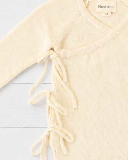 Knit Tie Wrap Romper in Buttercream by Bestaroo
