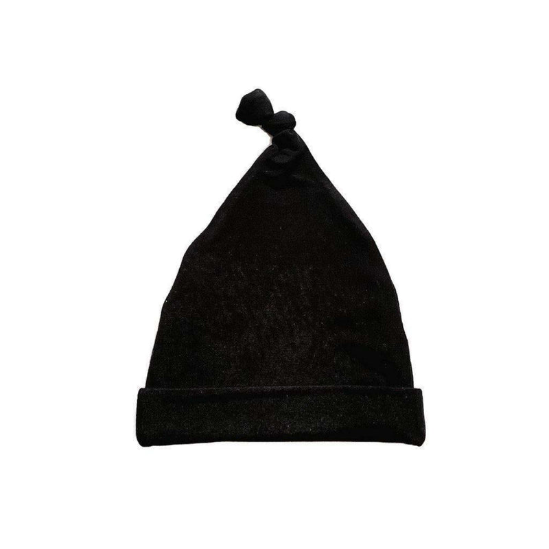 Black knot hat for newborns, super soft bamboo and spandex blend.