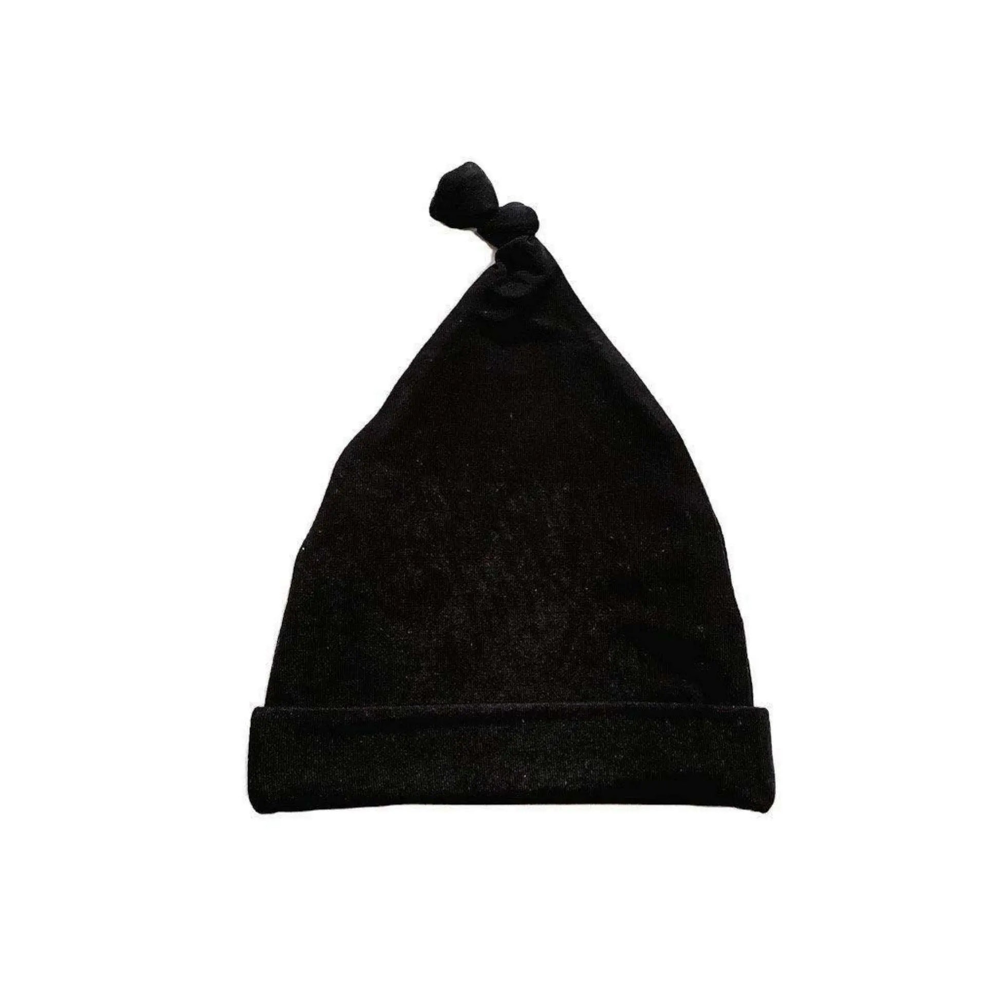 Knot Baby Hat Black Soft Bamboo Spandex Newborn to Three Months Harp Angel Boutique