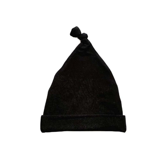 Knot Baby Hat Black Soft Bamboo Spandex Newborn to Three Months Harp Angel Boutique