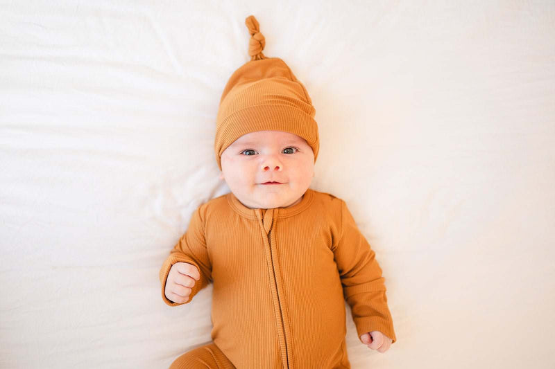 Knot Hat - Caramel Ribbed