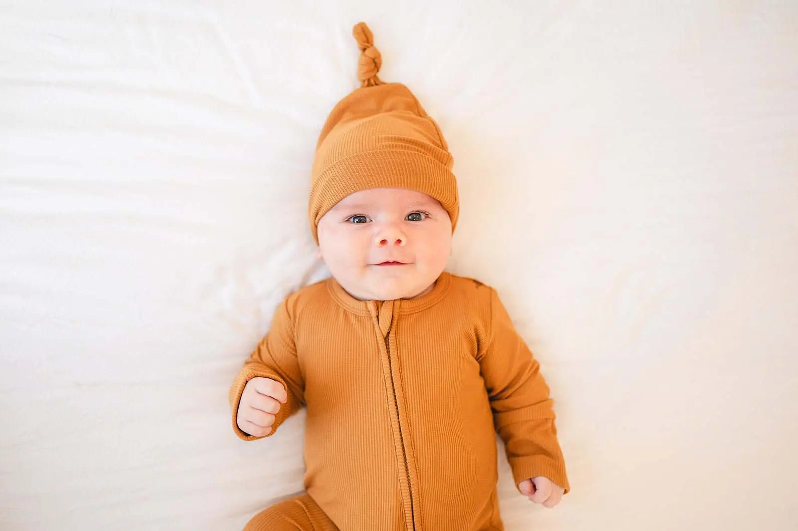 Knot Hat Caramel Ribbed Baby Hat for Newborns to 3 Months Harp Angel Boutique