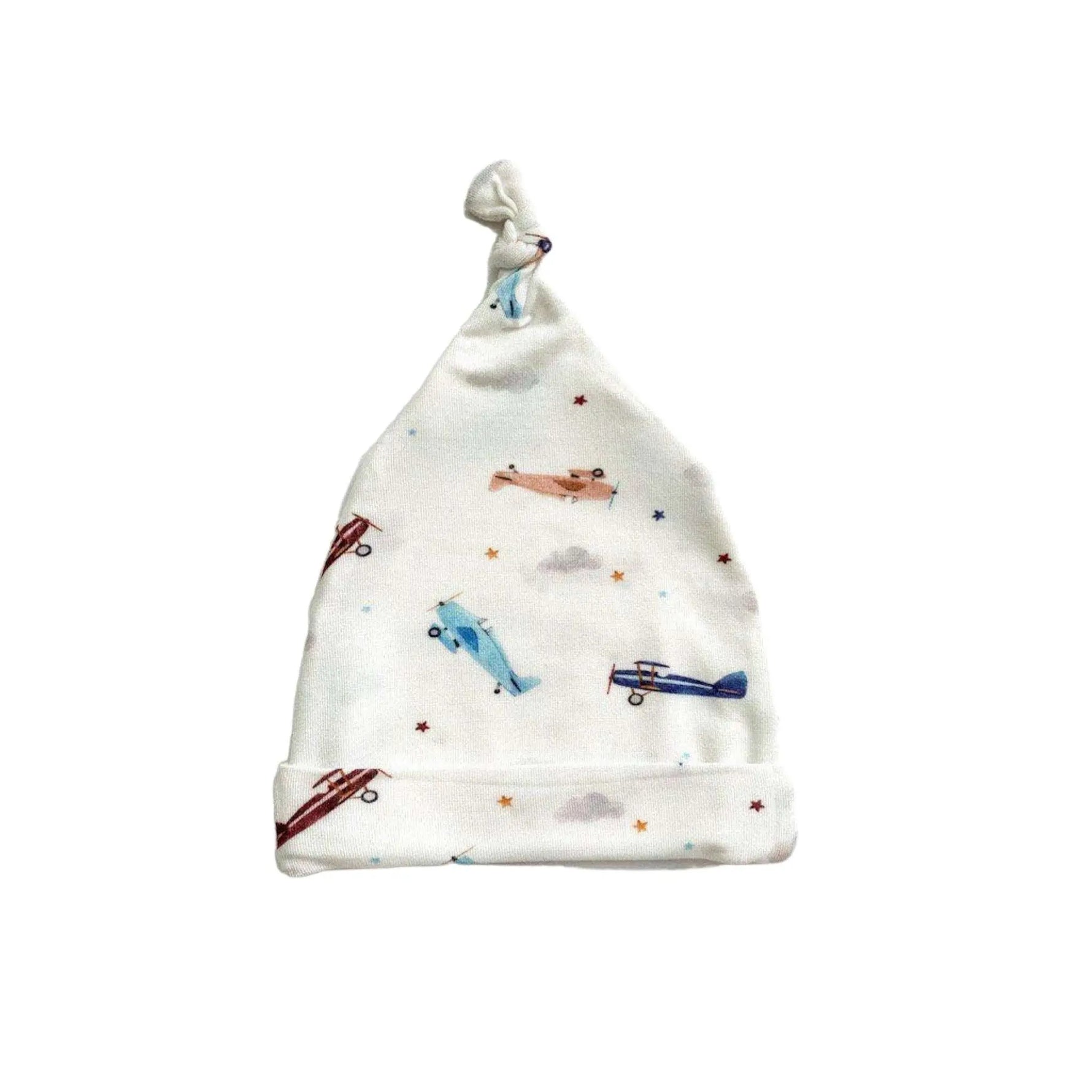 Harp Angel Boutique Knot Hat Vintage Airplane Soft Bamboo Spandex for Newborns Up to 3 Months - Apparel & Accessories > Clothing Accessories > Baby & Toddler Clothing Accessories > Baby & Toddler Hats Hat