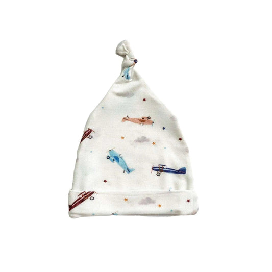 Knot Hat Vintage Airplane Newborn to 3 Months Soft Bamboo Spandex Harp Angel Boutique