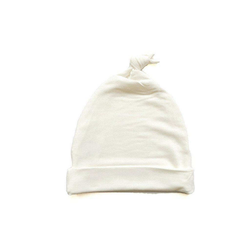 Knot Hat - White for newborns up to 3 months, made of soft bamboo viscose and spandex.