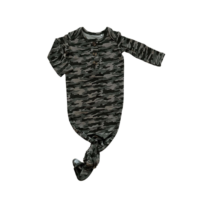 Going Home Outfit - Knotted Bamboo Baby Gown Camo for Comfort