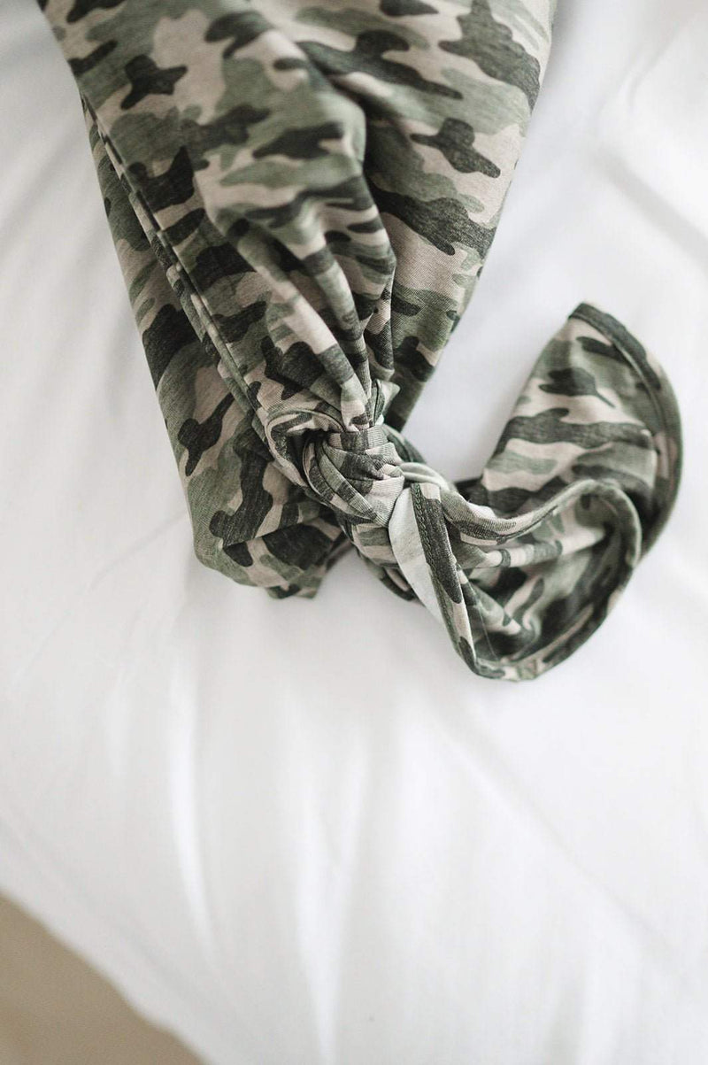 Going Home Outfit - Knotted Bamboo Baby Gown Camo for Comfort