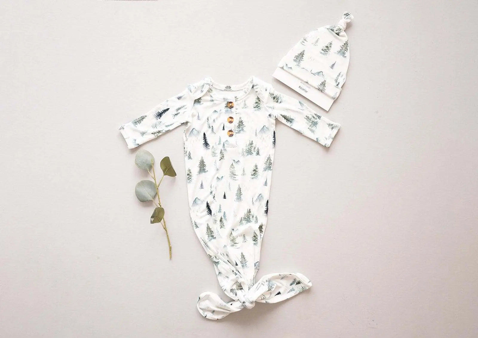 Harp Angel Boutique Bamboo Baby Gown with Breathable Fabric for Gender Neutral Comfort - Apparel & Accessories > Clothing > Baby & Toddler Clothing > Baby One-Pieces Knotted Gowns