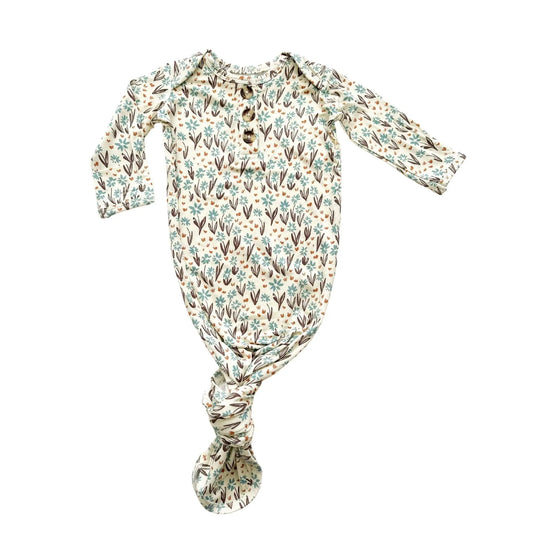 Knotted Baby Gown La La Floral Viscose Bamboo Soft Lightweight Harp Angel Boutique