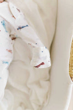Harp Angel Boutique Knotted Baby Gown with Vintage Airplane Print for Newborn Comfort - Apparel & Accessories > Clothing > Baby & Toddler Clothing > Baby One-Pieces Knotted Gowns