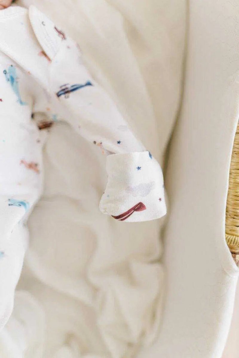 Knotted Baby Gown with Vintage Airplane Print for Newborn Comfort - Everetts Place