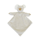 Koala tuttle plush lovey with a soft koala head atop a small square blanket body.