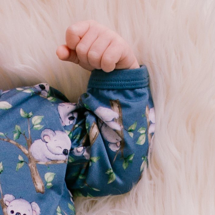 Bamboo Coverall, Koala Print, Dual Zipper