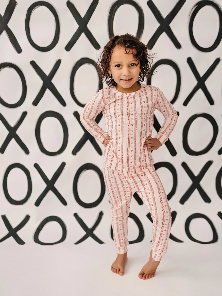 Little Joy Co. Laced With Love 2pc Bamboo Pajamas Set Ultra Soft Cozy - Everetts Place Boutique - 