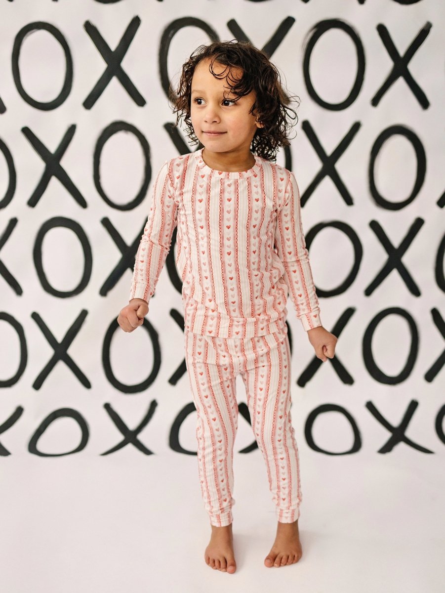 Little Joy Co. Laced With Love 2pc Bamboo Pajamas Set Ultra Soft Cozy - Everetts Place Boutique - 