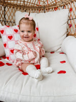 Little Joy Co. Laced With Love Plaid Heart Sweatshirt Romper Holiday - Everetts Place Boutique - 