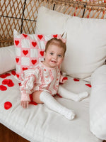 Little Joy Co. Laced With Love Plaid Heart Sweatshirt Romper Holiday - Everetts Place Boutique - 