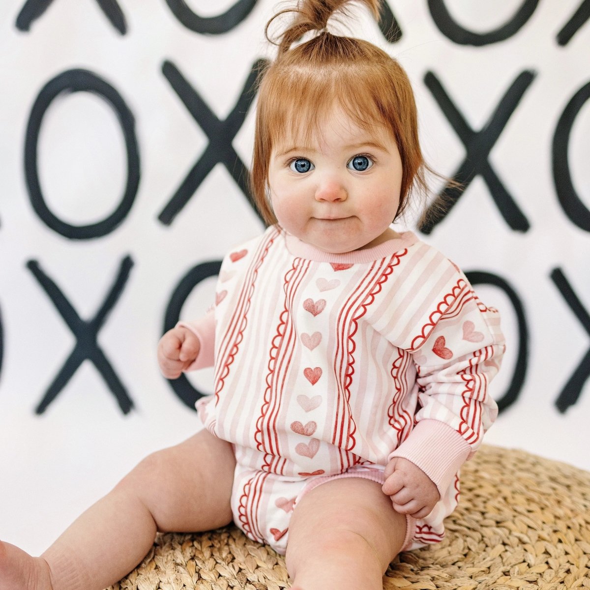 Little Joy Co. Laced With Love Plaid Heart Sweatshirt Romper Holiday - Everetts Place Boutique - 