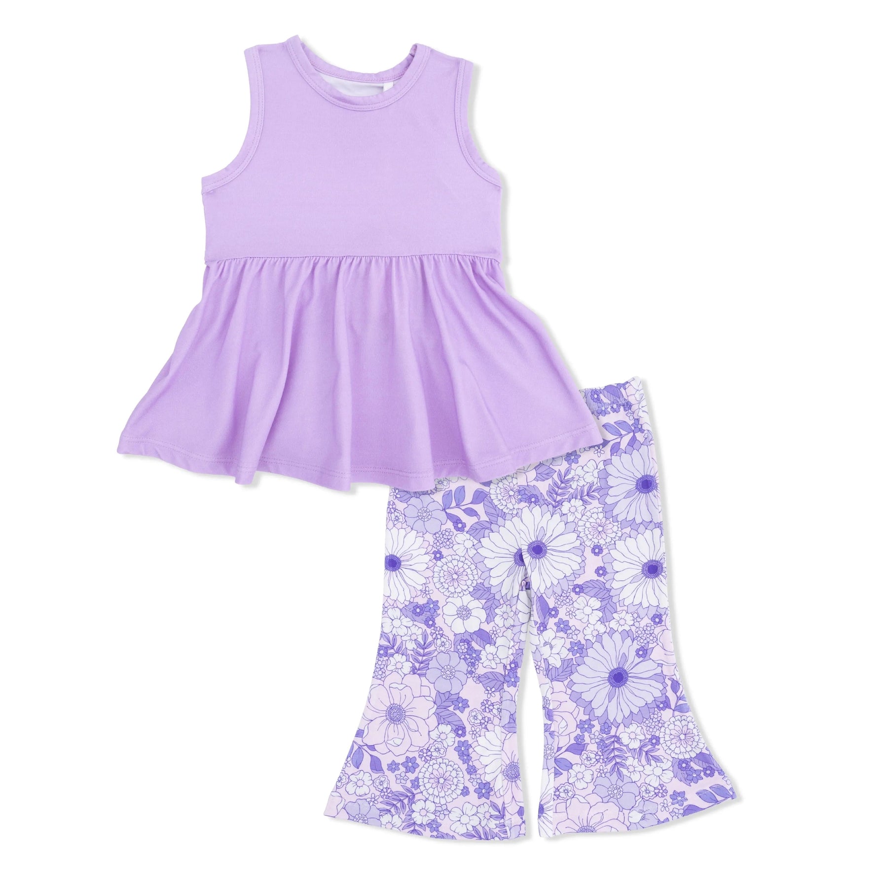 Angel Dear Lacy Lavender Floral - Peplum Tank Top with Baby Bells - 