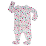Sweet Bamboo Ladybug Baby Footie with Two Way Zipper and Non Slip Grips for Infants - 