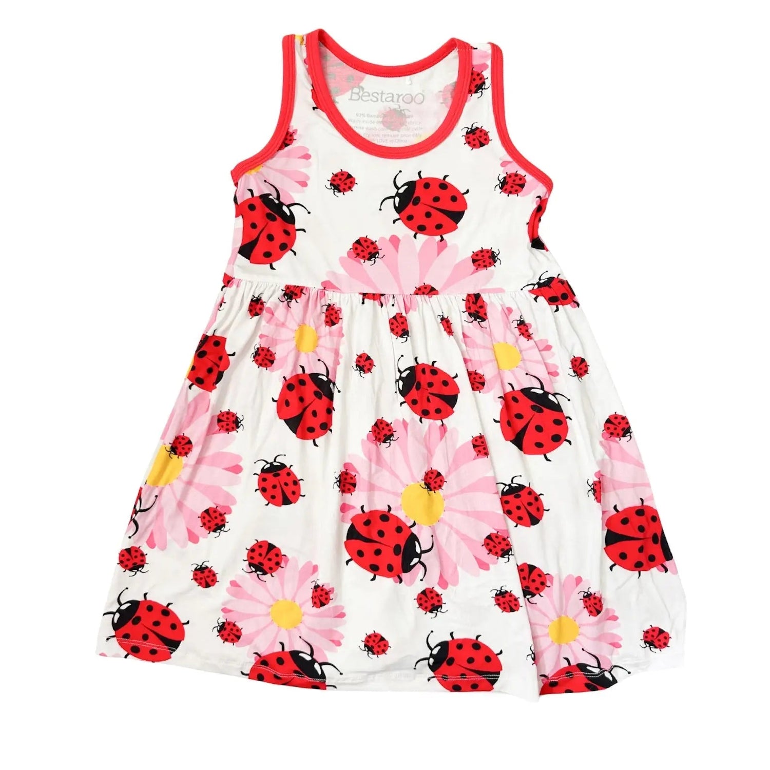 Bestaroo Ladybug Bamboo Dress for Toddlers with Long Sleeves - 