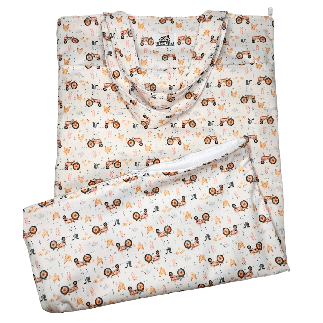 The Good Village Cloth Co. Large Hanging Wetbag | Day at the Farm - 