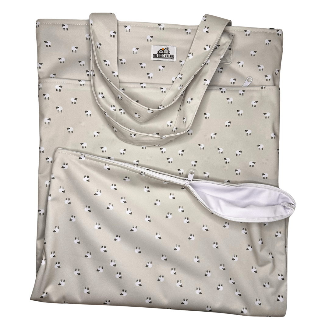 The Good Village Cloth Co. Large Hanging Wetbag | Sheep Tofu - 