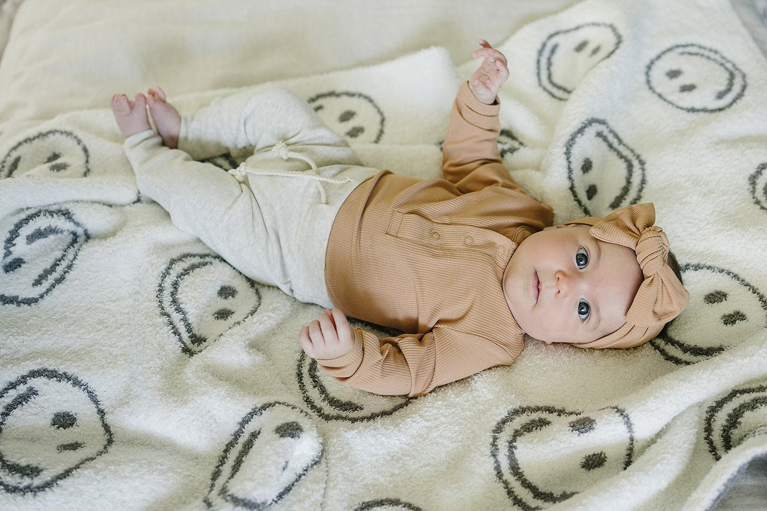 Mebie Baby Latte Bamboo Snap Long Sleeve Ribbed Bodysuit - 
