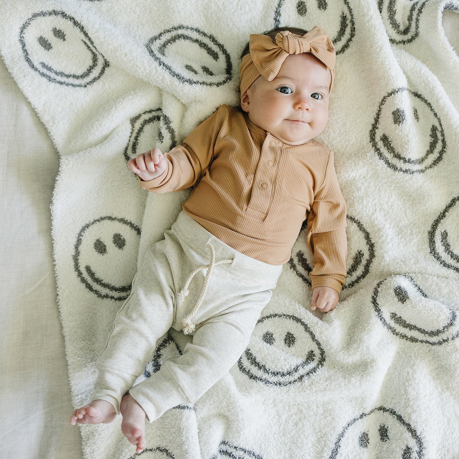 Mebie Baby Latte Bamboo Snap Long Sleeve Ribbed Bodysuit - 
