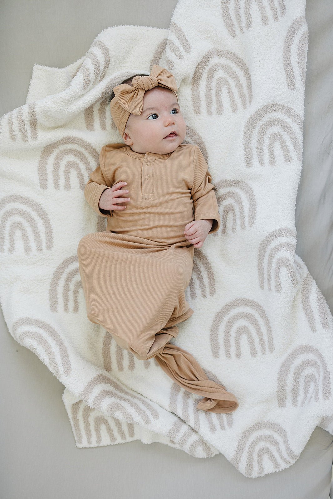 Mebie Baby Latte Ribbed Bamboo Head Wrap - 