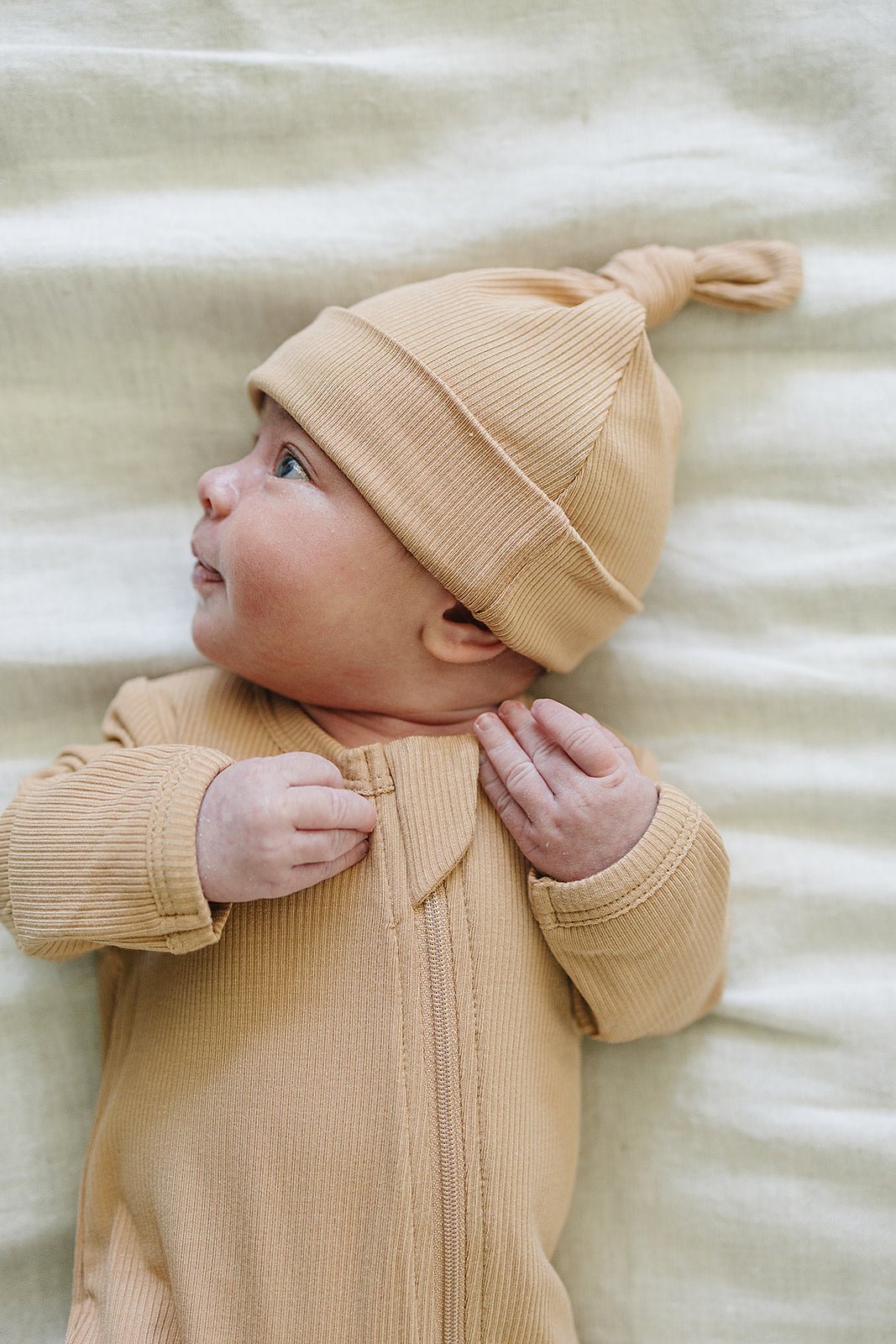 Mebie Baby Latte Ribbed Bamboo Rayon Newborn Knot Hat Soft Baby Beanie Mebie Baby - 