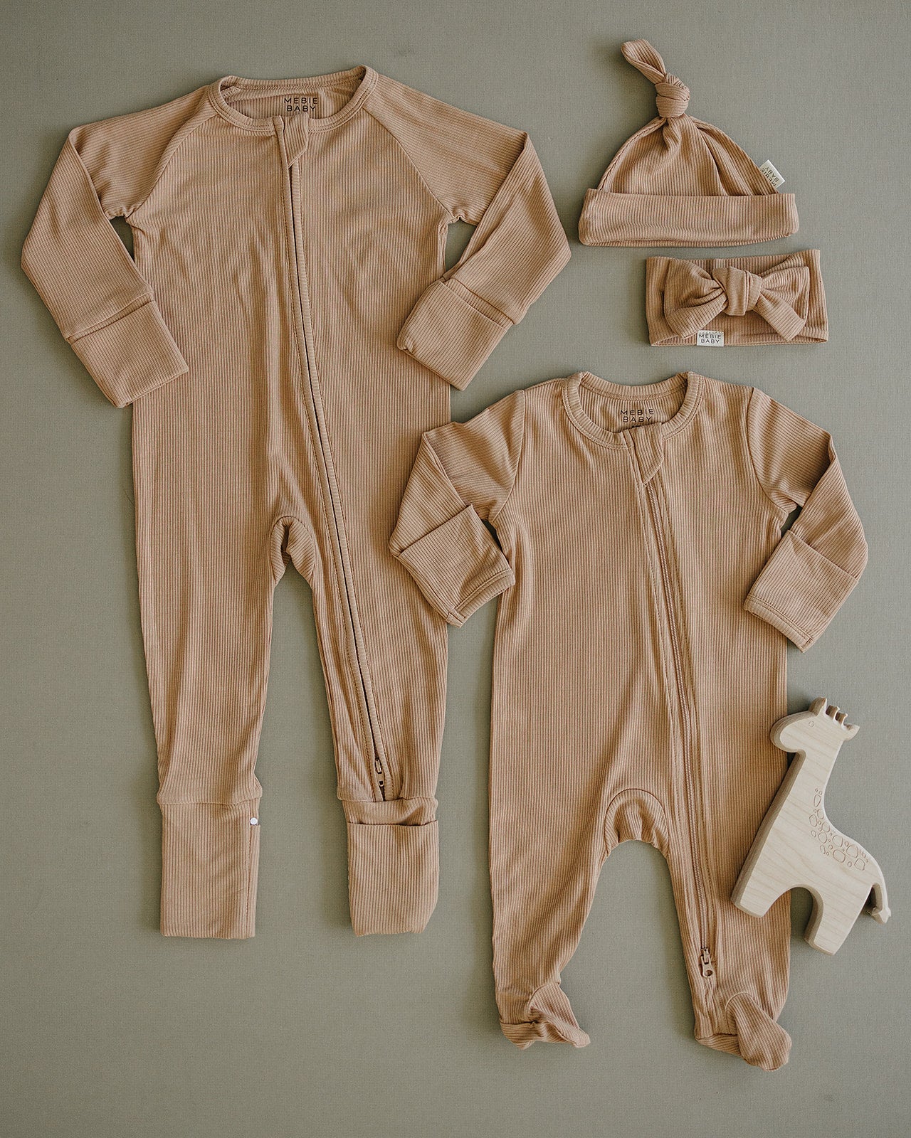 Mebie Baby Latte Ribbed Bamboo Zipper - 