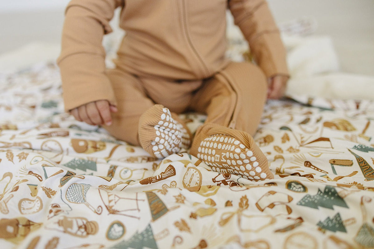 Mebie Baby Latte Ribbed Bamboo Zipper - 