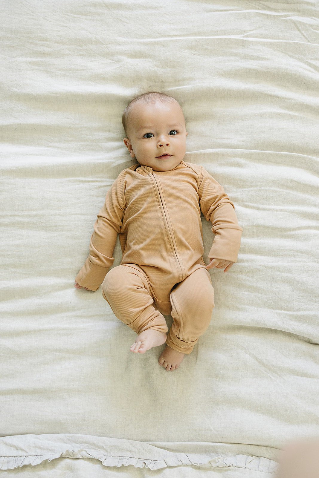 Mebie Baby Latte Ribbed Bamboo Zipper - 