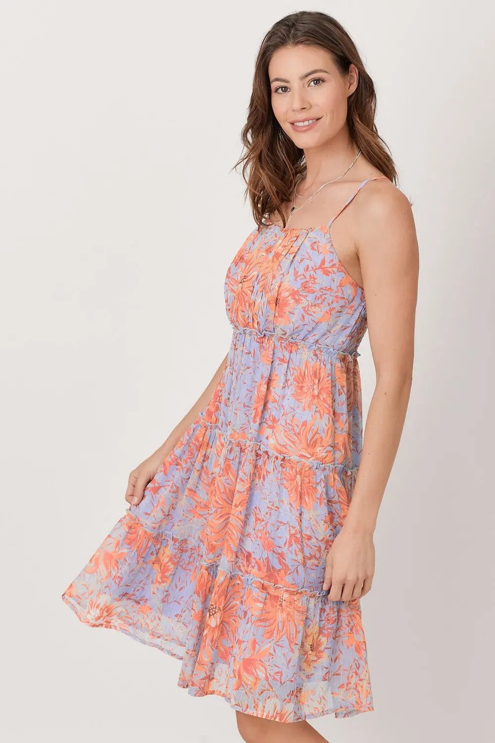 PinkBlush Lavender Adjustable Straps Tiered Dress - 