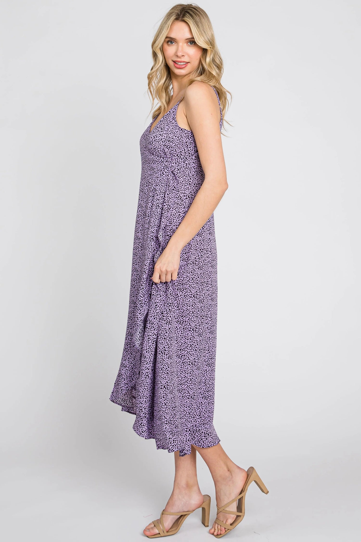 PinkBlush Lavender Animal Print Wrap Midi Dress - 
