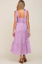PinkBlush Lavender Checkered Sleeveless Tiered Maternity Maxi DressEveretts Place