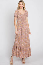 PinkBlush Lavender Floral Sweetheart Neck Off Shoulder Maxi Dress - 