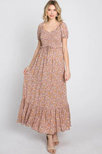 PinkBlush Lavender Floral Sweetheart Neck Off Shoulder Maxi Dress - 