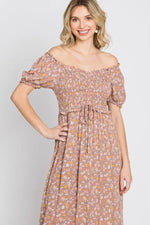 PinkBlush Lavender Floral Sweetheart Neck Off Shoulder Maxi Dress - 