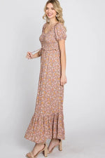 PinkBlush Lavender Floral Sweetheart Neck Off Shoulder Maxi Dress - 