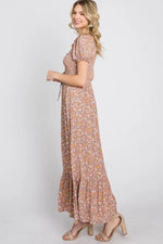 PinkBlush Lavender Floral Sweetheart Neck Off Shoulder Maxi Dress - 
