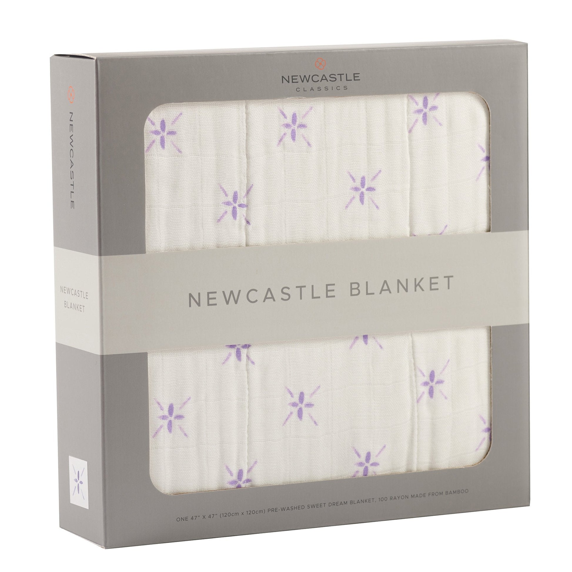 Lavender Flower and White Bamboo Muslin Newcastle Blanket for Kids 47 x 47 Inches Newcastle Classics