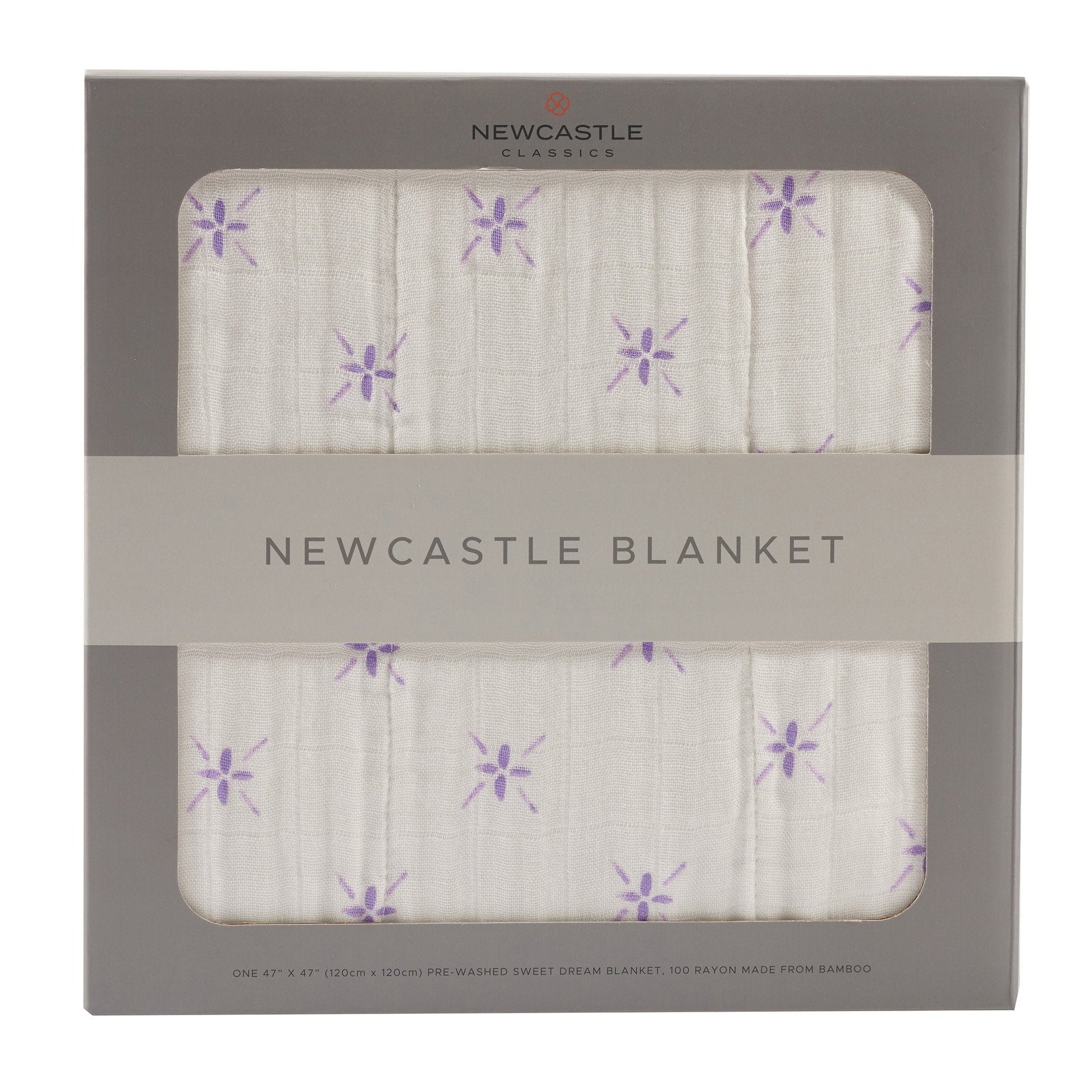 Lavender Flower and White Bamboo Muslin Newcastle Blanket for Kids 47 x 47 Inches Newcastle Classics