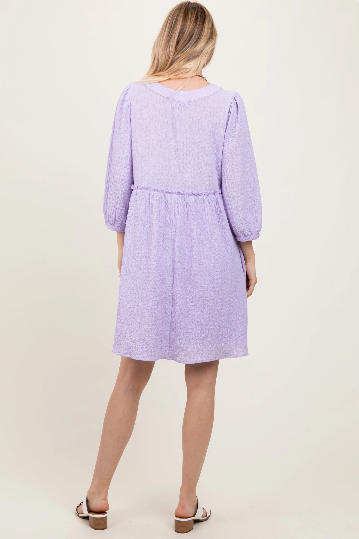 PinkBlush Lavender Knit Ruffle Trim Dress - 
