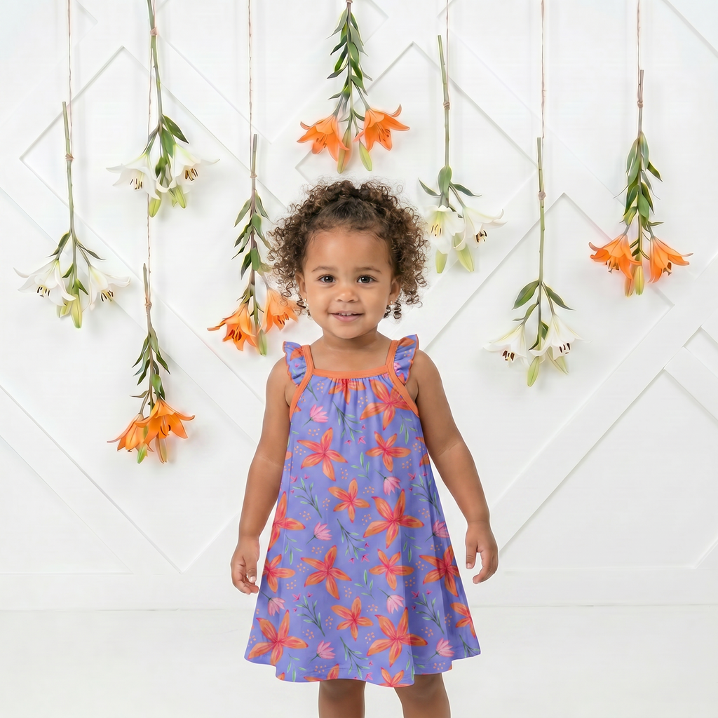 Lavender Leilani Flutter Sleeve Dress by Bestaroo