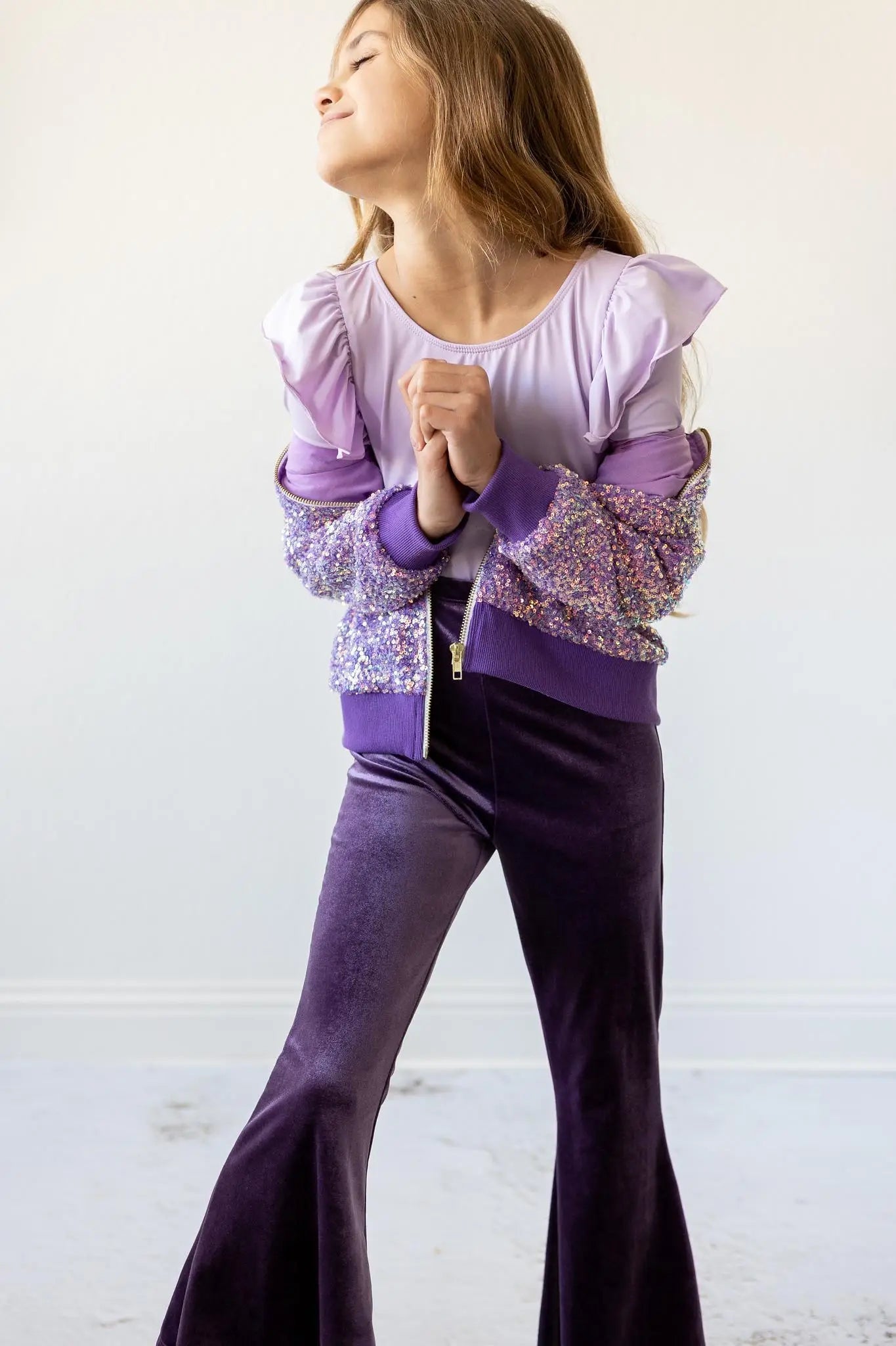 Mila & Rose ® Lavender L/S Flutter Sleeve Leotard - 