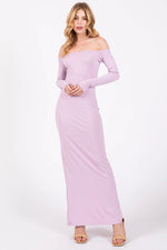 PinkBlush Lavender Off Shoulder Long Sleeve Maxi Dress - 