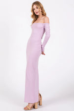 PinkBlush Lavender Off Shoulder Long Sleeve Maxi Dress - 